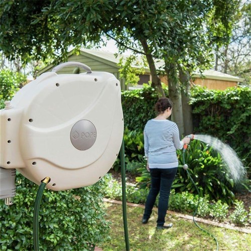 Pope Retractable Hose Reel 30m with Trigger Watering Attachment 