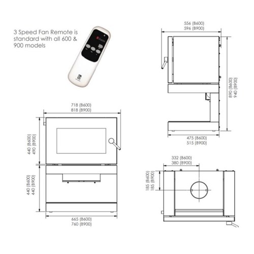 Blaze B900 Freestanding Wood Heater Specifications